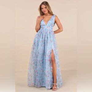 Lulu's Blue and Pink Floral Sheer Scarf